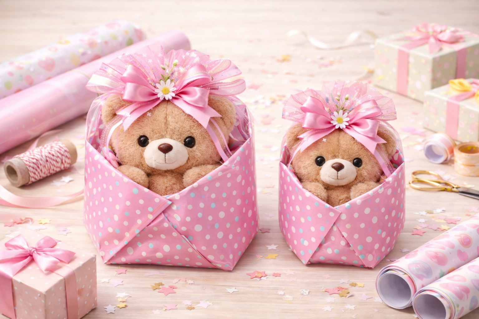 Giấy gói quà gấu bông pastel